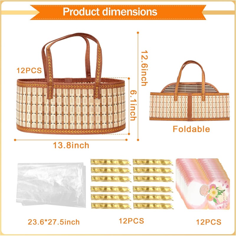 Orchidleaf 12 Set Baskets for Gifts Empty, Gift Empty Bamboo Basket Large, Foldable Woven Gift Basket with Handle for Baby Baptisms, Mother's Day, Christmas, Housewarming - Image 2